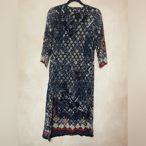 Biba women's 34 EU , 2 US 3/4 sleeve India ethnic print kurta EUC - Picture 5 of 6